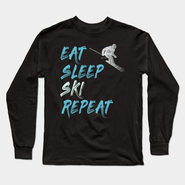 eat sleep ski repeat Long Sleeve T-Shirt by Lomitasu